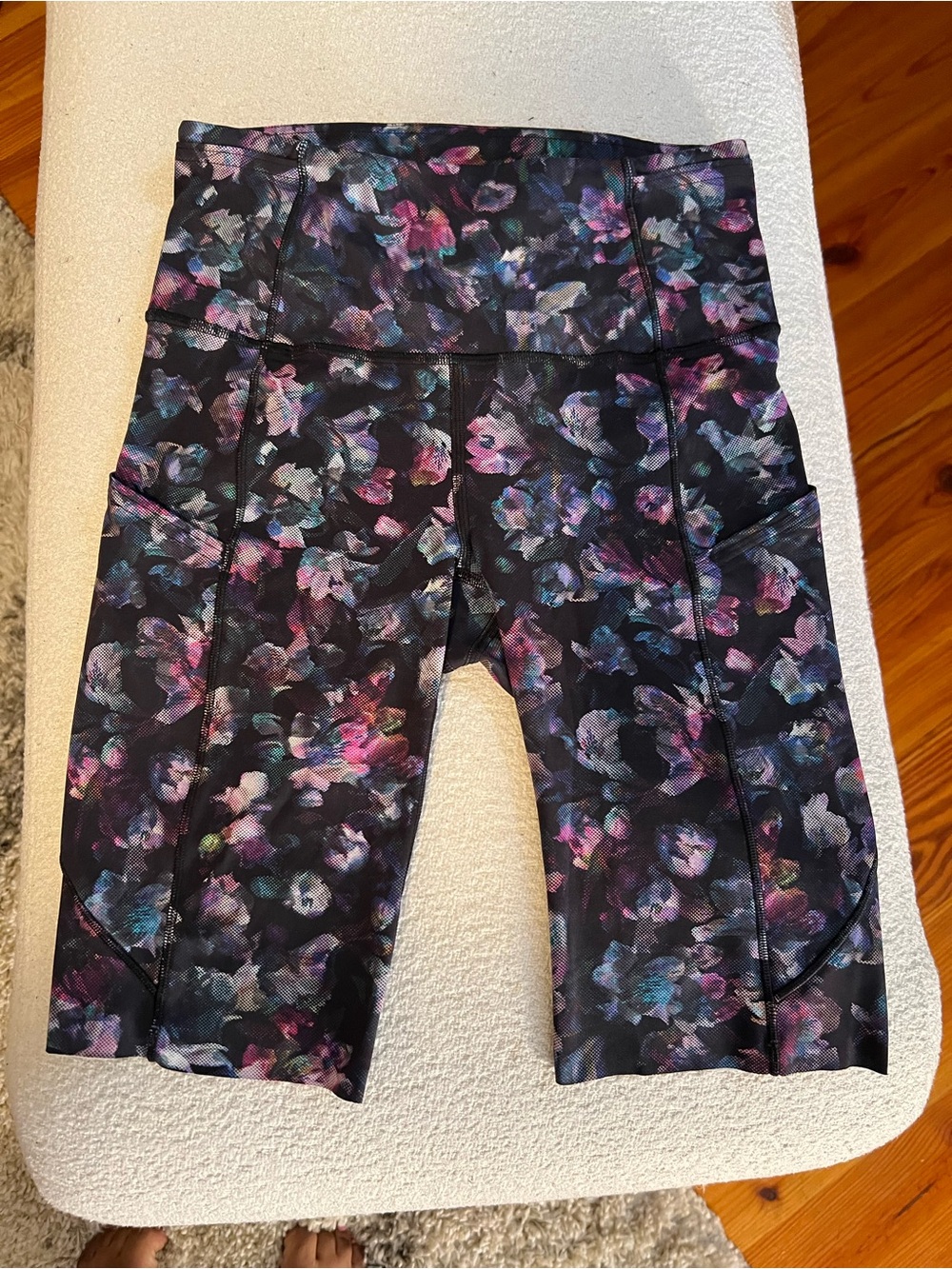 Lululemon High-Waist Floral Bike Shorts - Black Multi